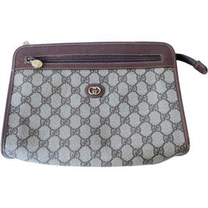 314159F V Guccİ Clutch Bag Pouch Brown Leather